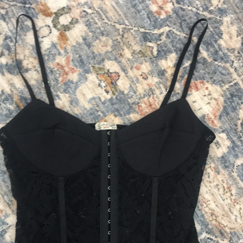 Free People Lace Night Rhythm Bodysuit in Black